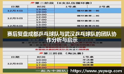 赛后复盘成都乒乓球队与武汉乒乓球队的团队协作分析与启示